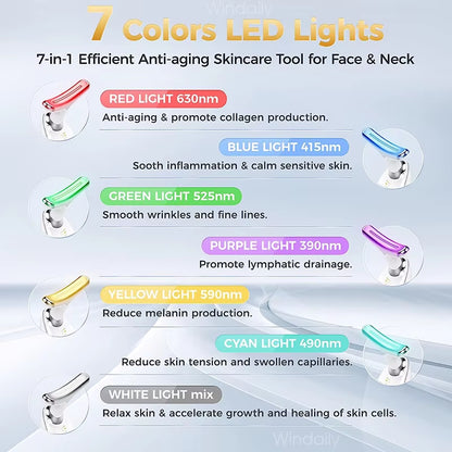 7 Colors LED Neck Face Massager Face Sculpting Tool Skin Rejuvenation Device Facial Lifting Beauty Machine Skin Care Instrument